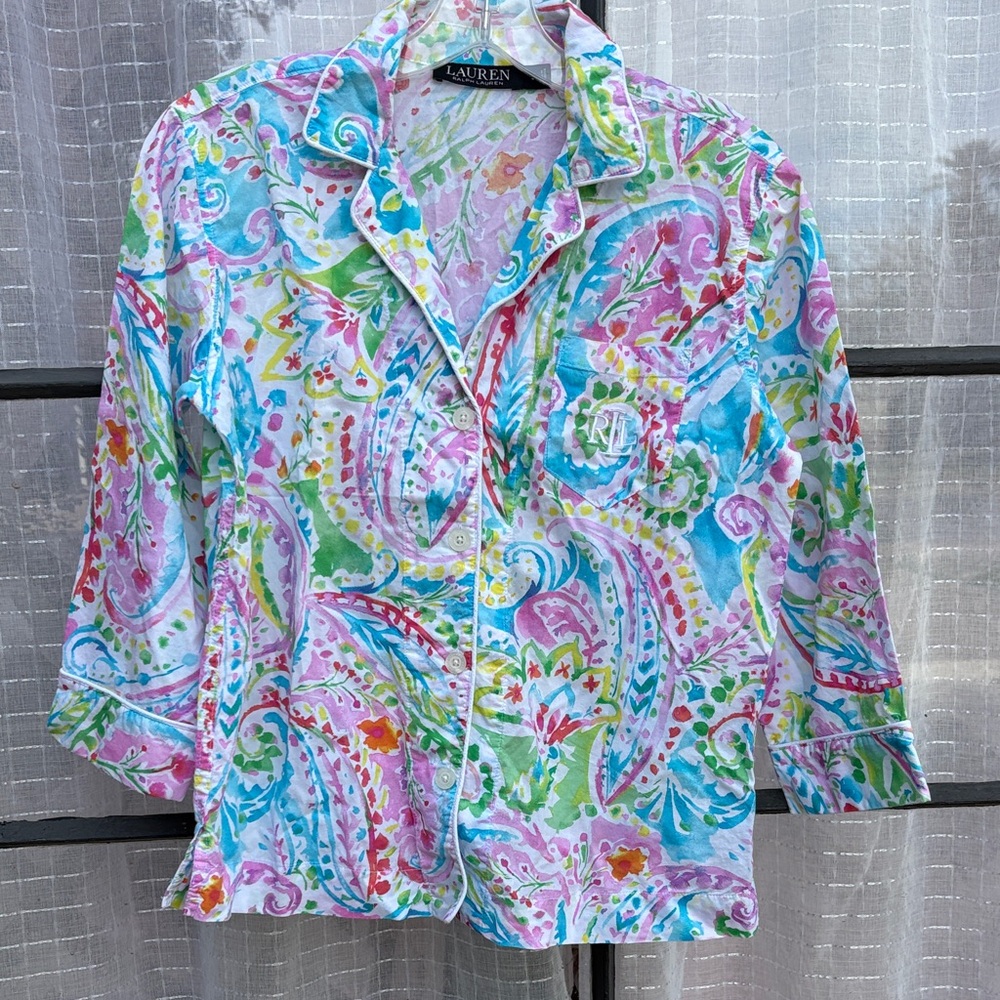 Ralph Lauren Vibrant Paisley Button Down Shirt pajamas